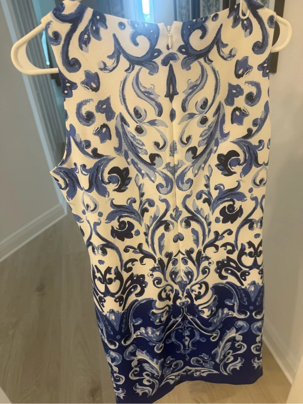 Ralph Lauren Blue and White Sleeveless Printed Mini Dress